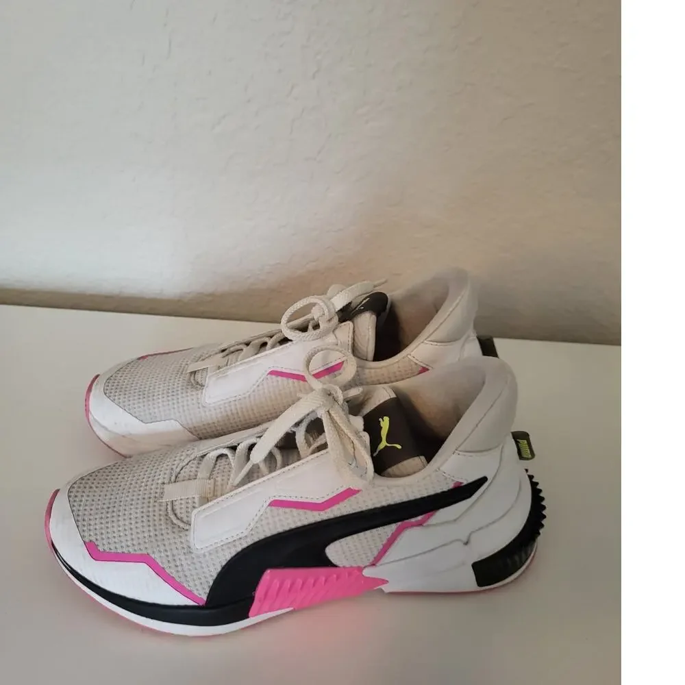 PUMA Provoke Ladies White Pink Black Sneakers size 8 GUC